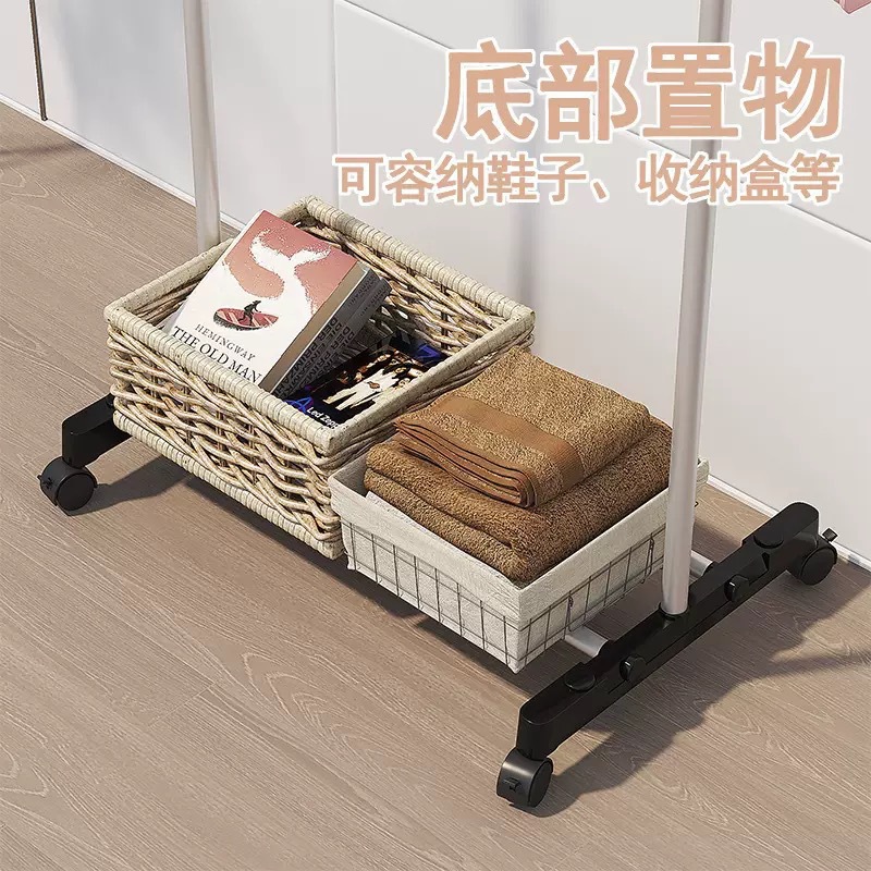 Cross-Border Clothes Drying Rack Floor-Standing Double-Pole Coat Rack Mobile Balcony Indoor Telescopic Double-Pole Single-Pole Clothes Drying Rack