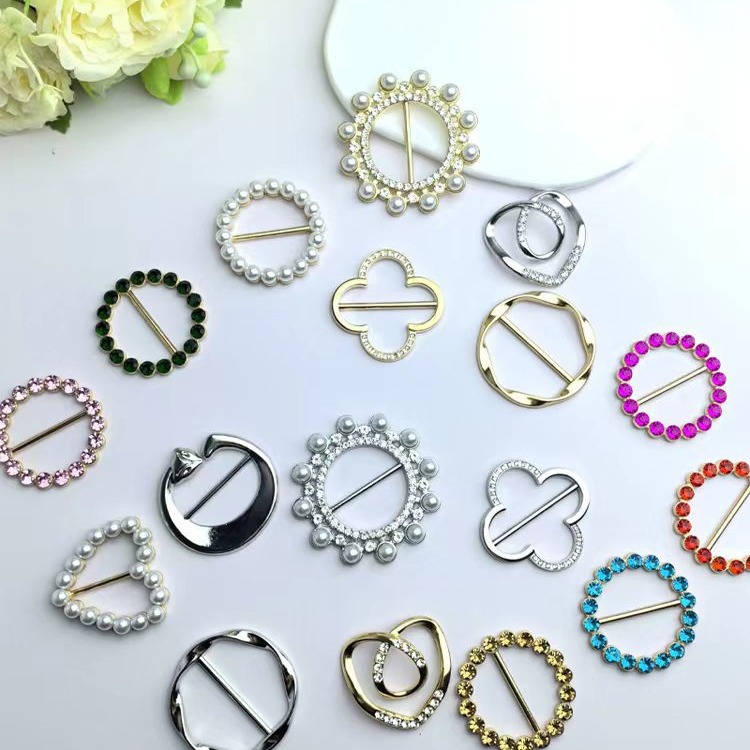 Corner Buckle Knot Buckle T-shirt Decorative Buckle Shirt Hem Fixing Buckle All-match High-grade Pearl Diamond Silk Towel Buckle
