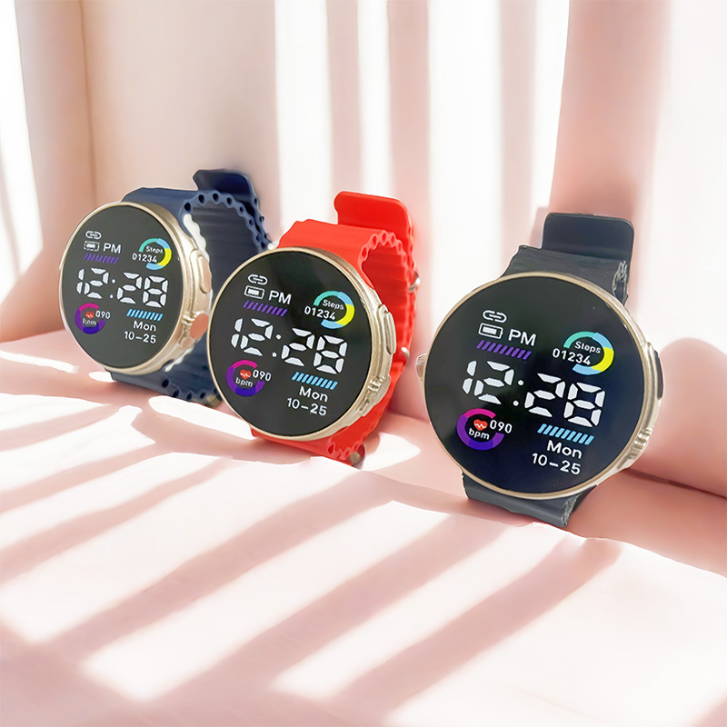 Прямые поставки кросс-бордерные круглые морские часы для детей модные простые спортивные студенческие светодиодные цифровые оптовые часы