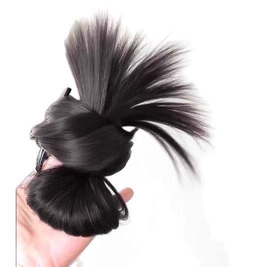 Lazy-Style Bun Wig for Women with Feathered Hair Clip, Low Bun Hairpiece, Fluffy Back-Of-Head Wig Hair Tie
