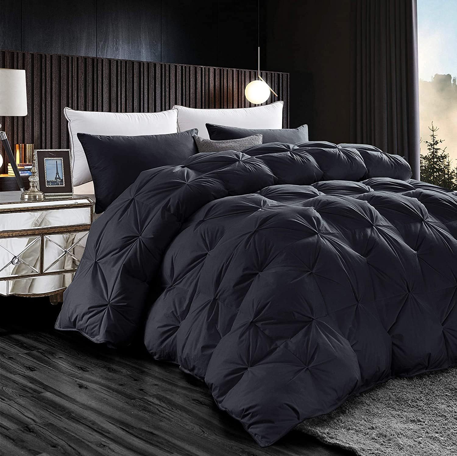 Amazon Cross-Border Exquisite Pleated Black Luxury Goose down Quilt High-End down Quilt Winter Warm Feather Cotton Quilt