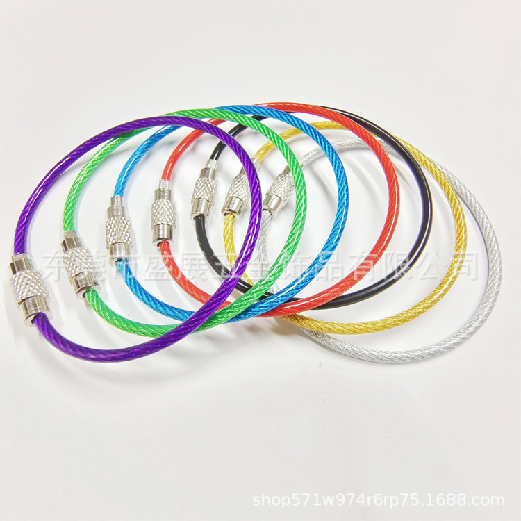 Стальной проволочный петлевой бирка для багажа, стальная проволочная пряжка, защитная сетка, стальной канат с черным резиновым покрытием, оптовая продажа нержавеющей стали