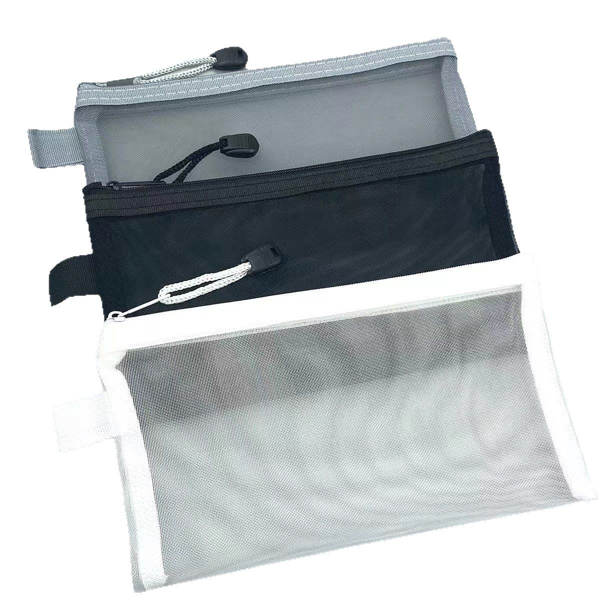 Simple transparent mesh pen bag storage bag for students examination portable pen bag large capacity stationery bag wholesale
