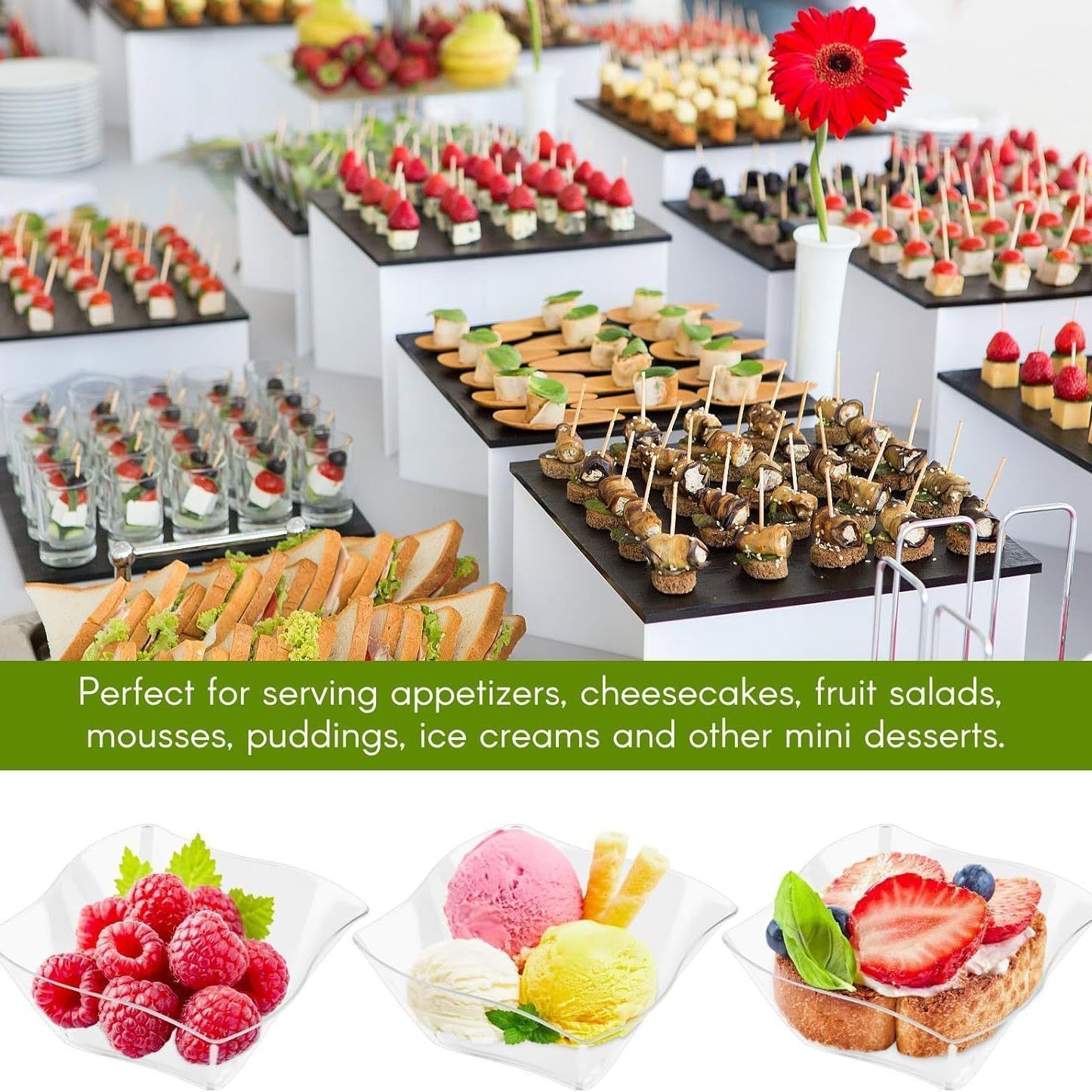 All kinds of saucer square cup mousse cup transparent plastic table dessert dish small party appetizer dish with spoon