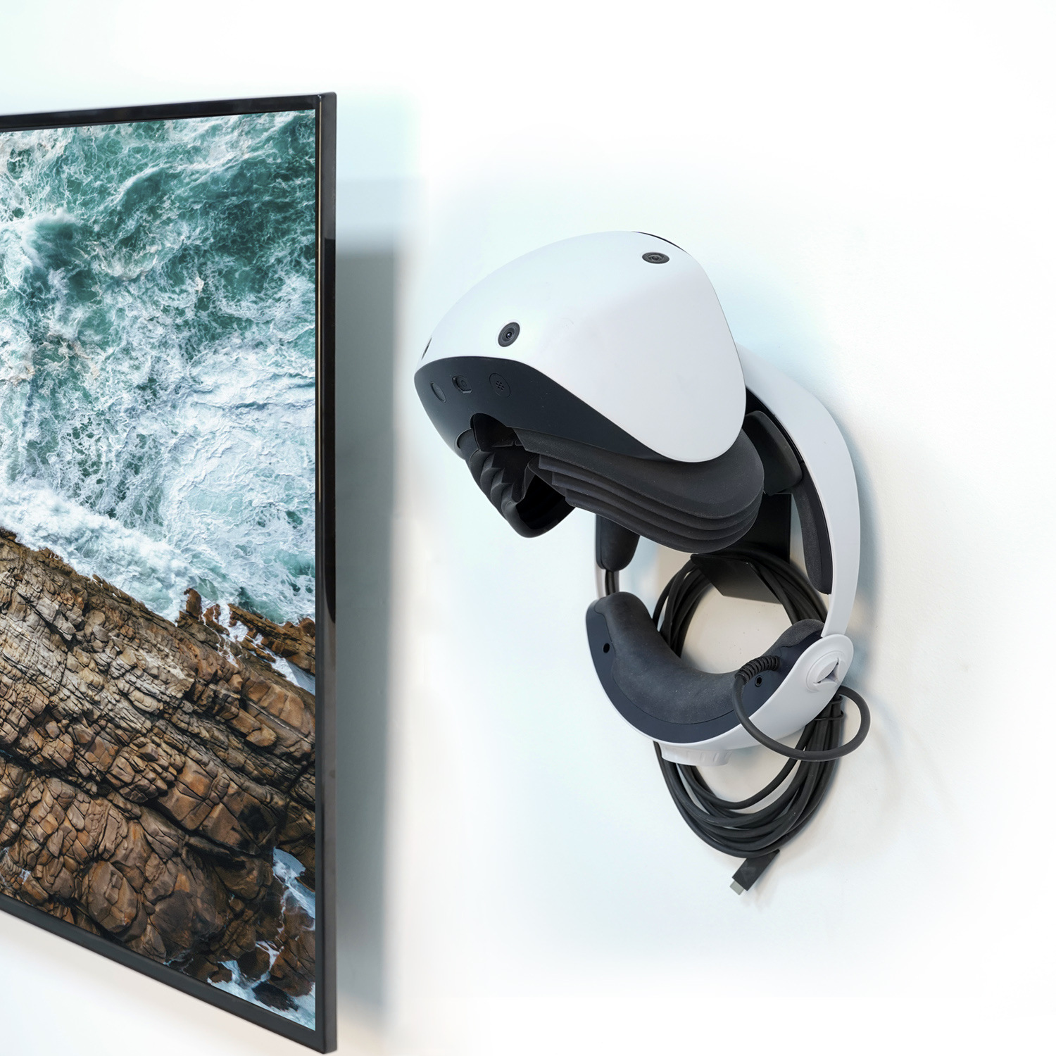 Monzlteck PSVR2/PSVR1 virtual reality headset wall mount controller VR storage