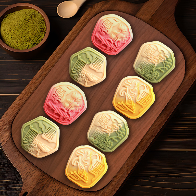 Liuxin Mooncake Custard Peach Mountain Pi Cantonese Taiwanese Mid-Autumn Festival Gift Employee Pastry Dessert Manufacturer Palace Gradient
