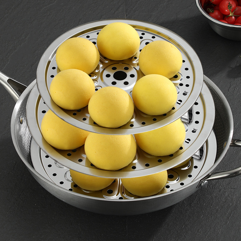 Steaming Rack Household Thickened Stainless Steel Tableware Rack Universal Grate Steaming Small Cage Bag Bracket Water-proof Steaming Lattice Steamer