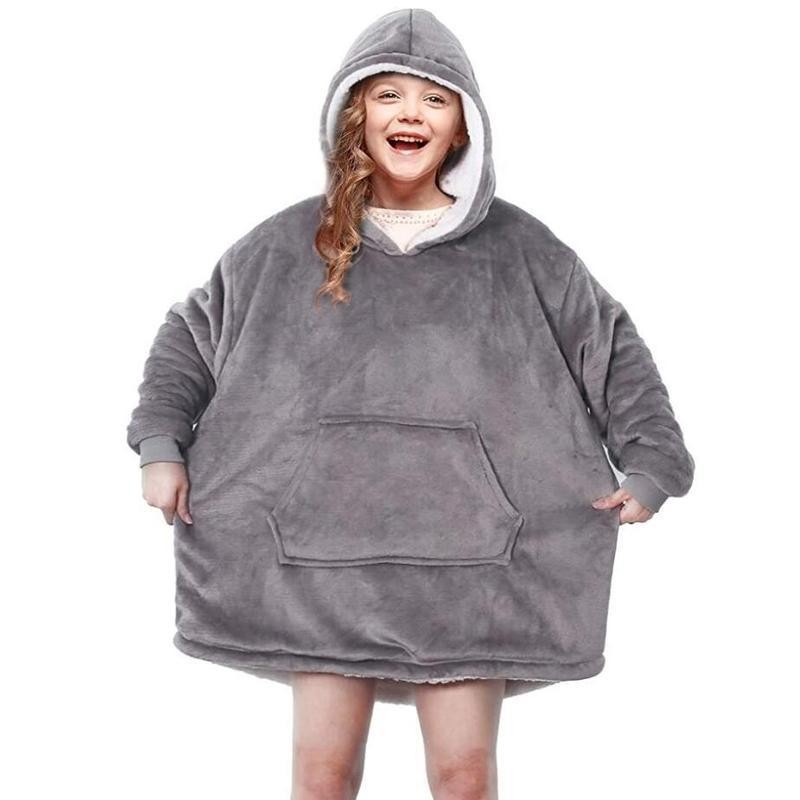 Amazon Outdoor Home Lazy Blanket Children's Solid Color Sweatshirt Warm Casual Jacket Tv Blanket Pullover Blanket