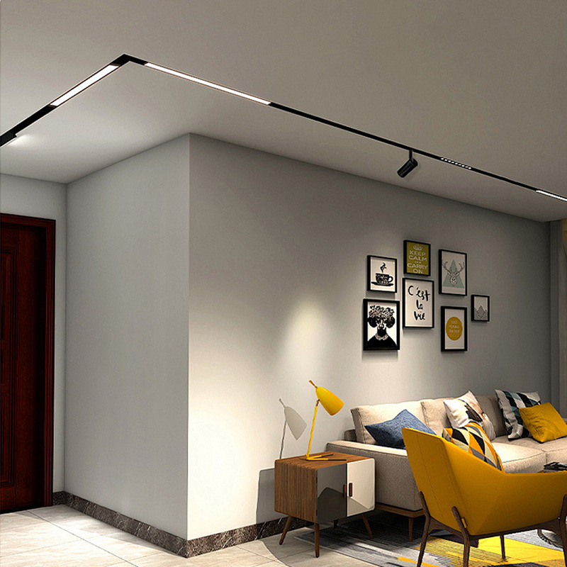 Magnetic Track Light Embedded Without Main Light Package Household Line Light Surface Mounted Living Room Track Magnetic Light Spotlight