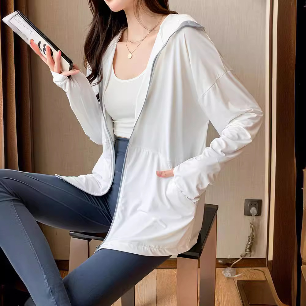 2025 Ice Silk Thin Breathable Cool Sun Protection Clothing Women's Summer New Easiest for Match Anti-Uv Cycling Sun Protection Jacket