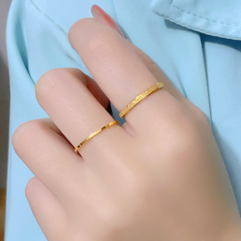 Ring non-melatonin ring matte female niche design ultra-fine titanium steel food ring tail ring small finger simple non-fading