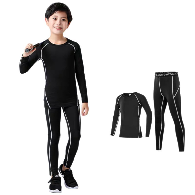 Adult and Children's Training Bodysuit, Autumn and Winter Training Clothes, Football Basketball Fitness Bottoming Shirts for Men and Women, Leisure Running Sports