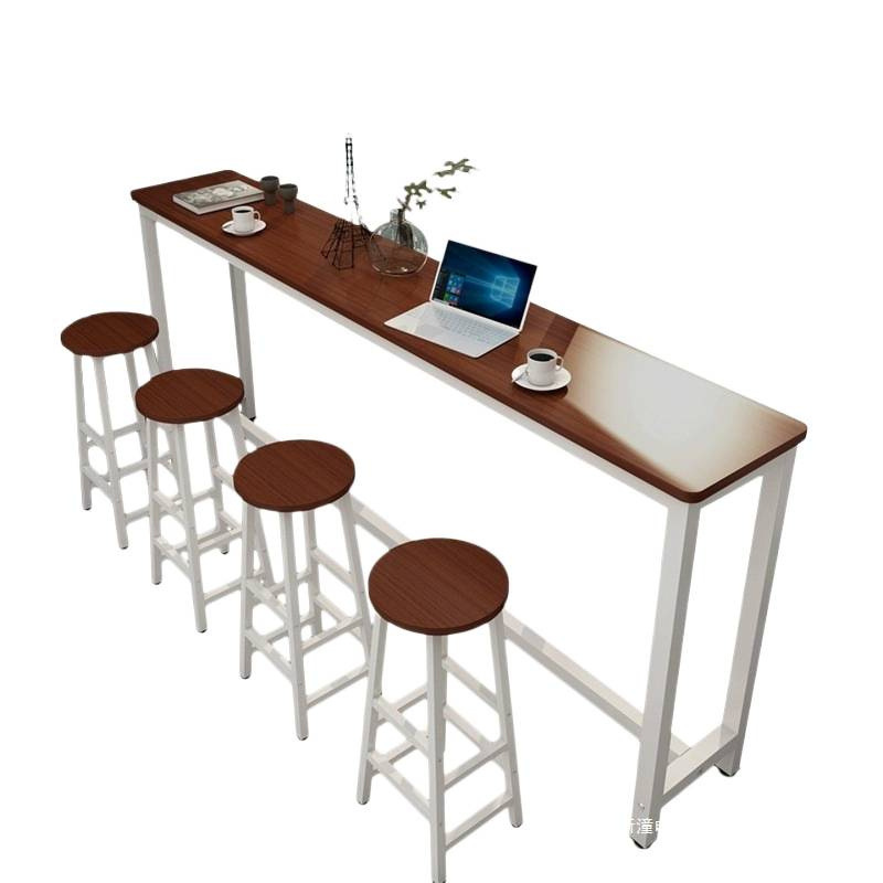 Household Narrow Rectangular Simple Table, Milk Tea Shop Table and Chair Combination, Rounded Corner Wall Bar High Table, Long Table