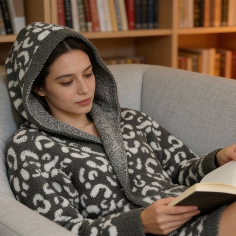 Half-Velvet Hooded Thin Coat, Home Pajamas, Lightweight and Comfortable, Custom-Made for Export