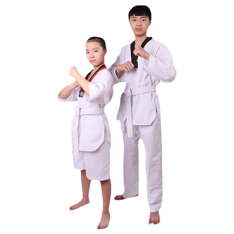 Manufacturer Wholesale Taekwondo Uniforms for Adults and Children Thickened Competition Uniforms Taekwondo Training Uniforms Cross-Border Factory