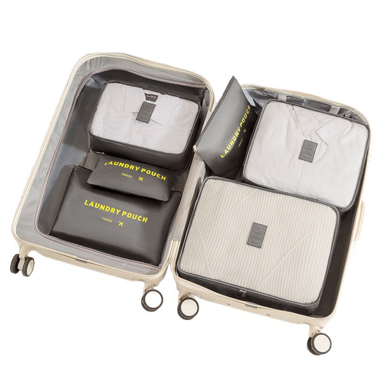 Travel Six-Piece Set Large Multi-Functional Suitcase Cosmetics Bag Intimates Bra Organizer Bag Shoes 6-Piece Cosmetics Bag
