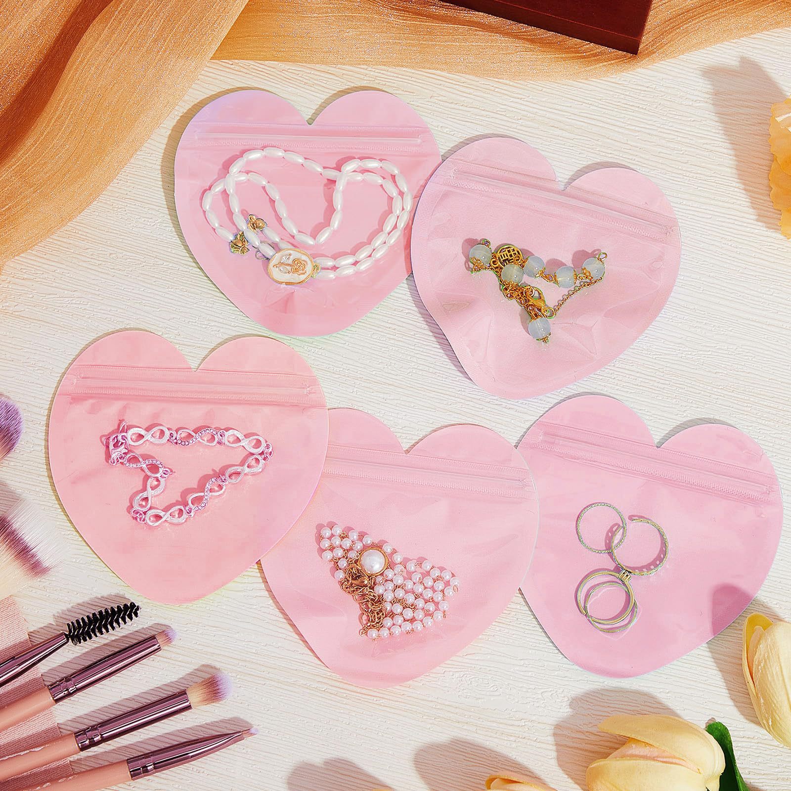 PVC Heart-shaped Jewelry Small Bag Cute Love Special-shaped Self-sealing Bag Gift Sealing Bag Self-sealing Bag