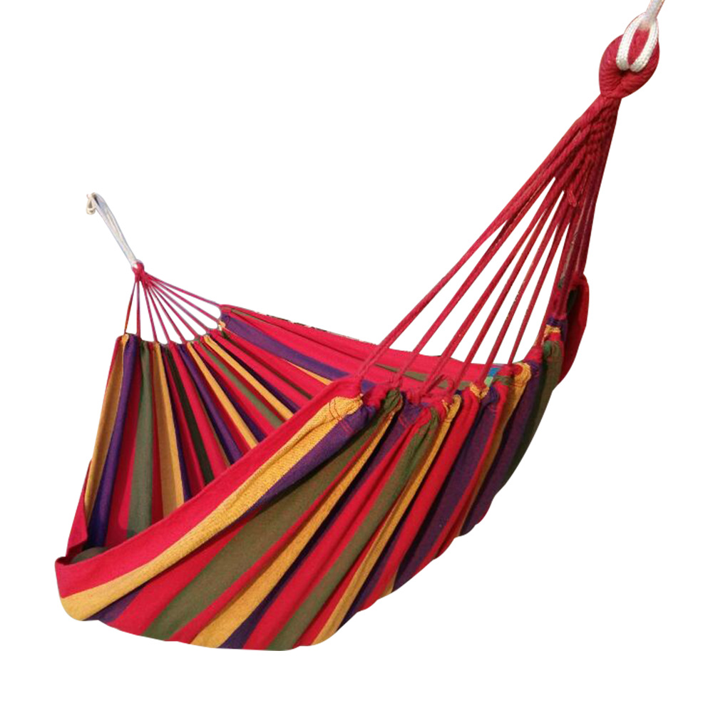 Fuhua cross-border canvas hammock outdoor wholesale anti-rollover single double swing outdoor hammock camping with curved stick
