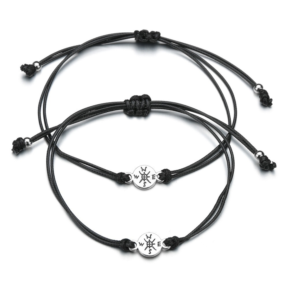 Популярный браслет-компас, ручной работы, для женщин, регулируемый, плетеный из восковой нити