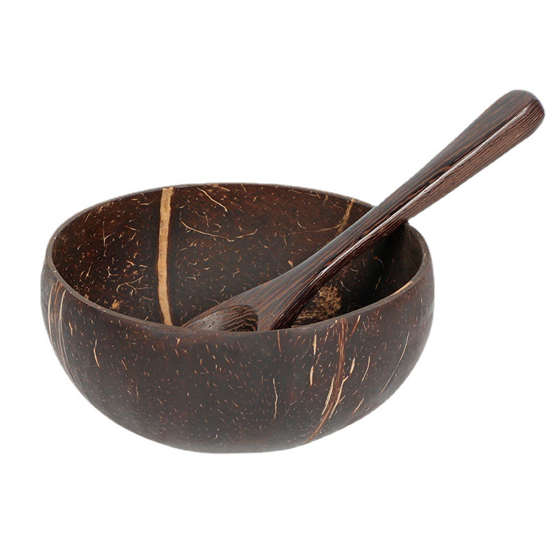 Coconut shell bowl natural old coconut shell tableware rice bowl wooden nut fruit salad storage bowl decorations lettering