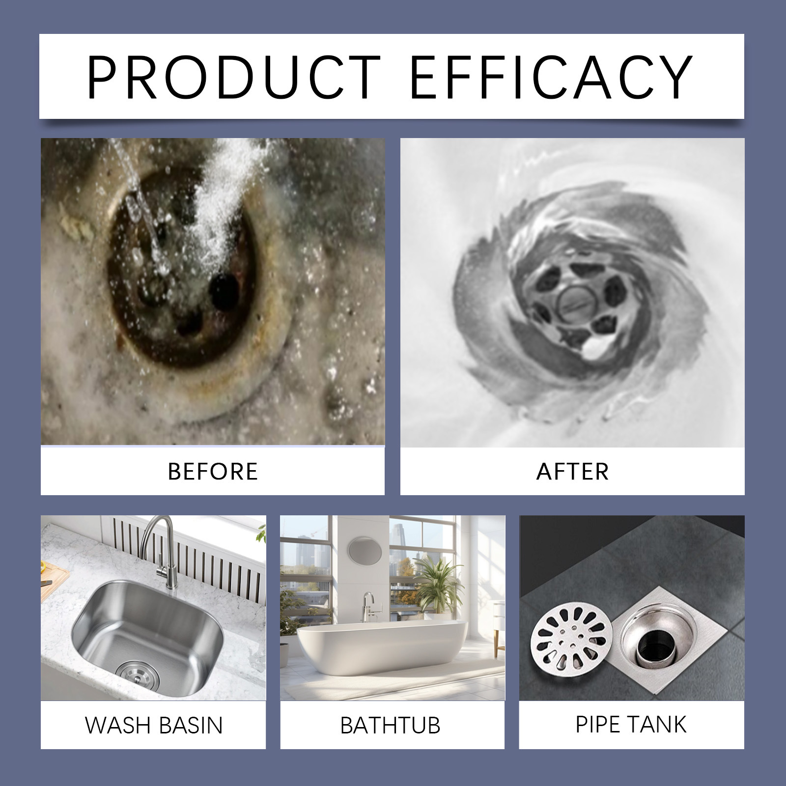 Jakehoe Pipe Unblocking Powder Bathroom Kitchen Pipe Blockage Unblocking Dissolving Cleaning Deodorizing Cleaner