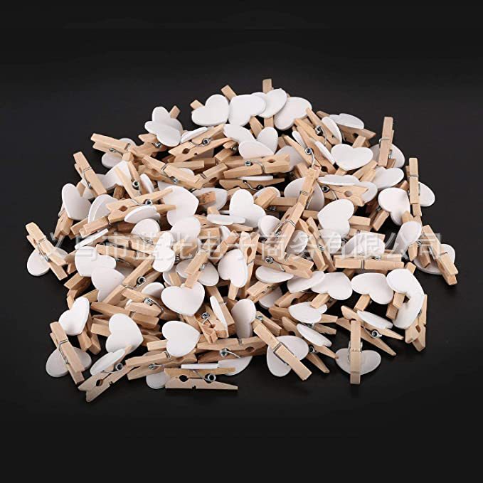 Factory wholesale 3.5/3cm white love small wooden clip heart-shaped wooden clip wooden photo clip cartoon clip