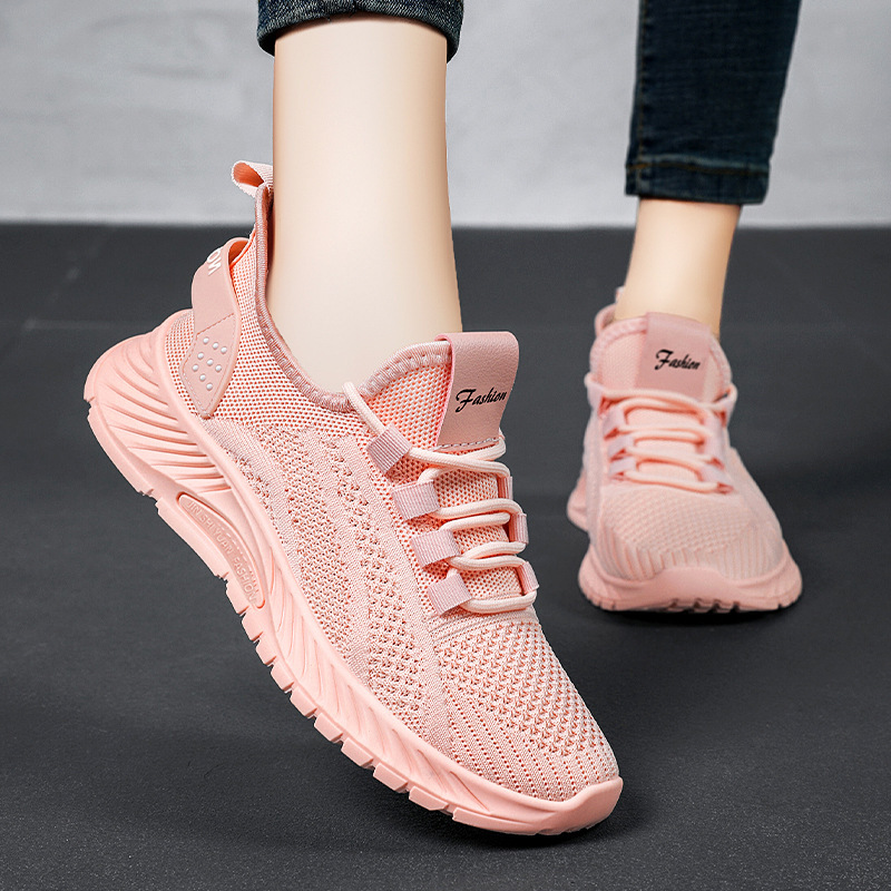 Women's Shoes, Spring Hot-Selling Cross-Border Shoes, Large Size Women's Shoes Wholesale, Fly-Knit Breathable Mesh Shoes, Casual Sports Shoes