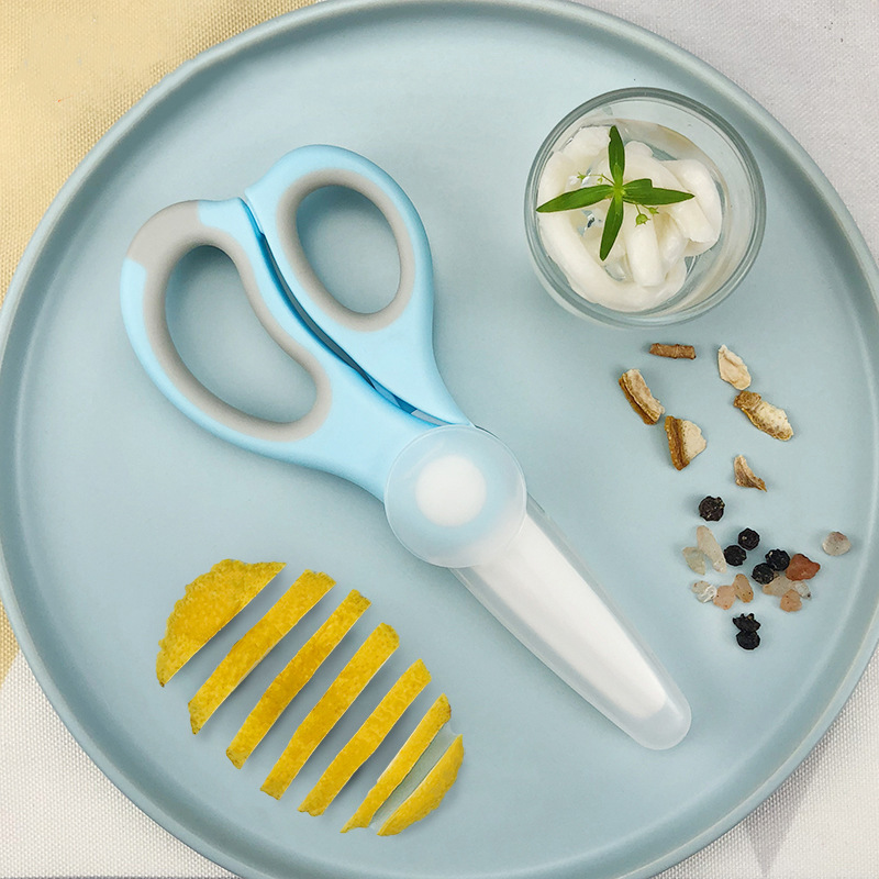 Baby ceramic scissors portable baby food scissors with scissors set household kitchen food scissors manufacturers wholesale
