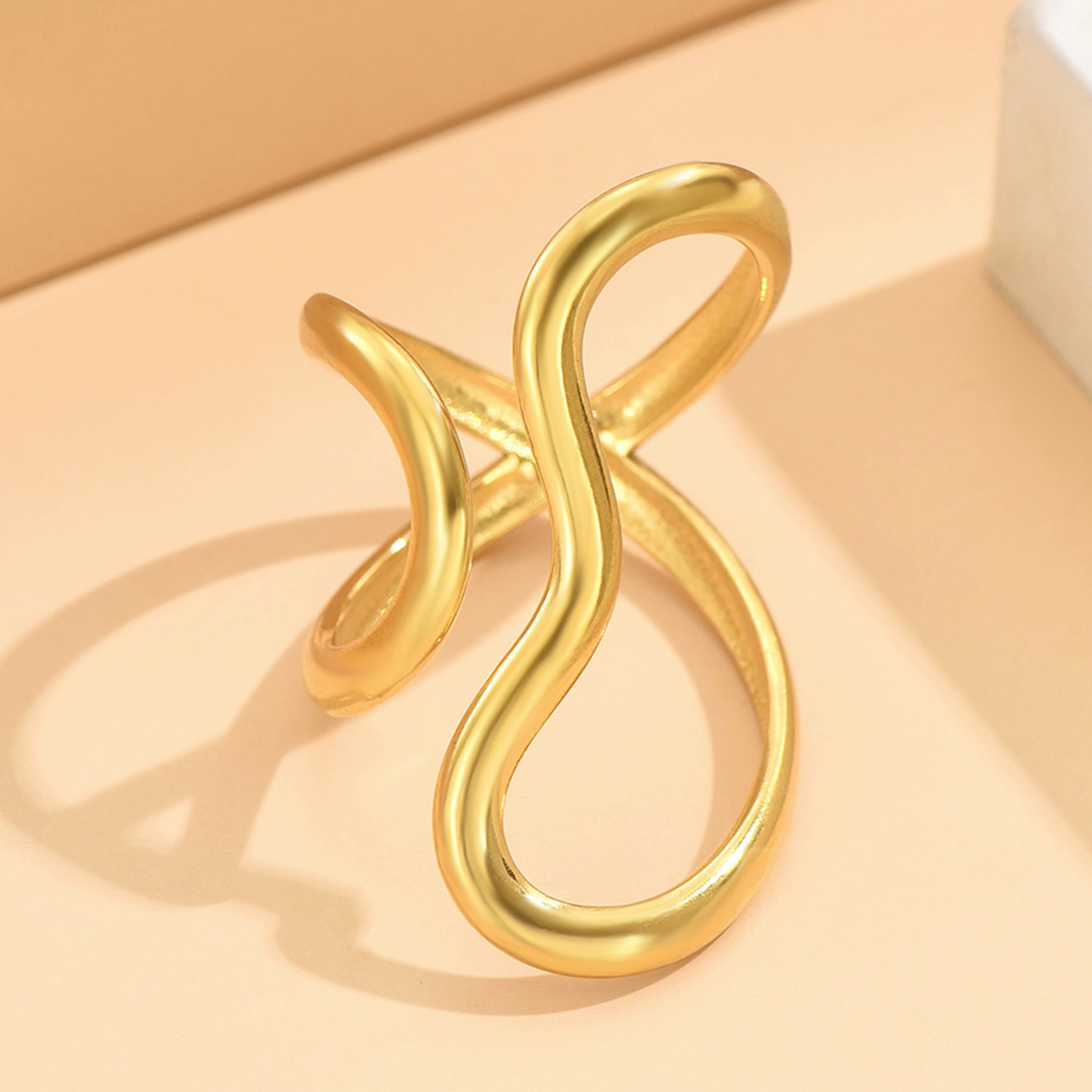 Minimalist Irregular Line Stainless Steel Open Ring for Women, Niche Stackable Index Finger Ring Accessory