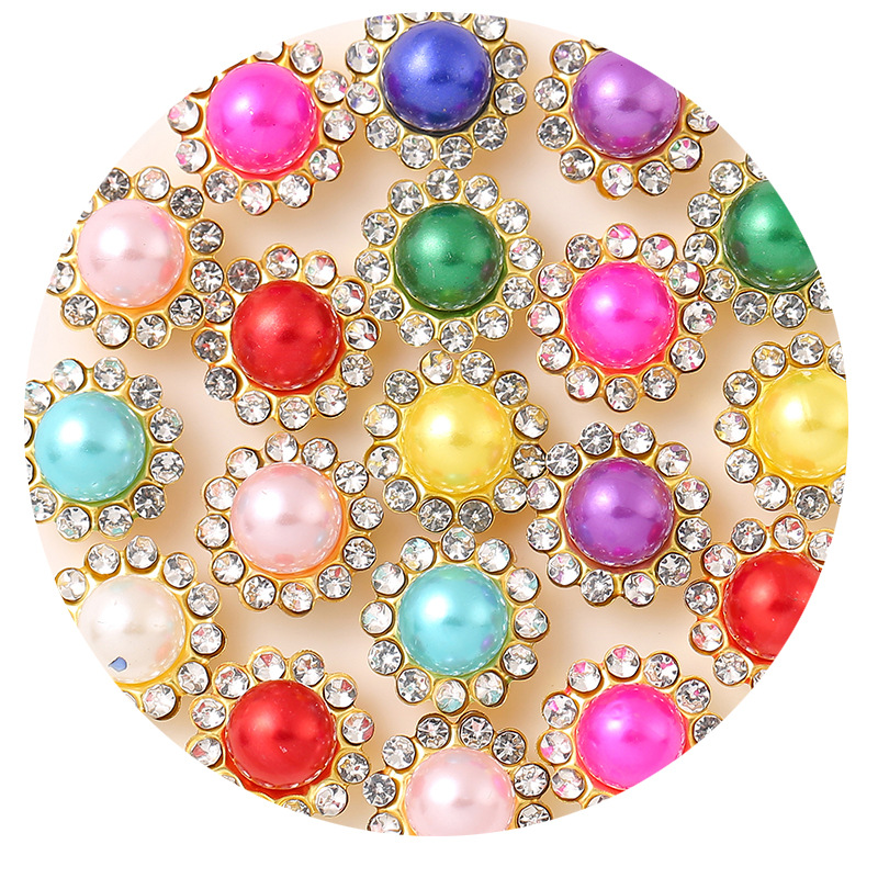 Hand-stitched adhesive Diamond 12 sunflower Pearl gold-plated white flower heart flower hair accessories updo rhinestone handmade jewelry accessories