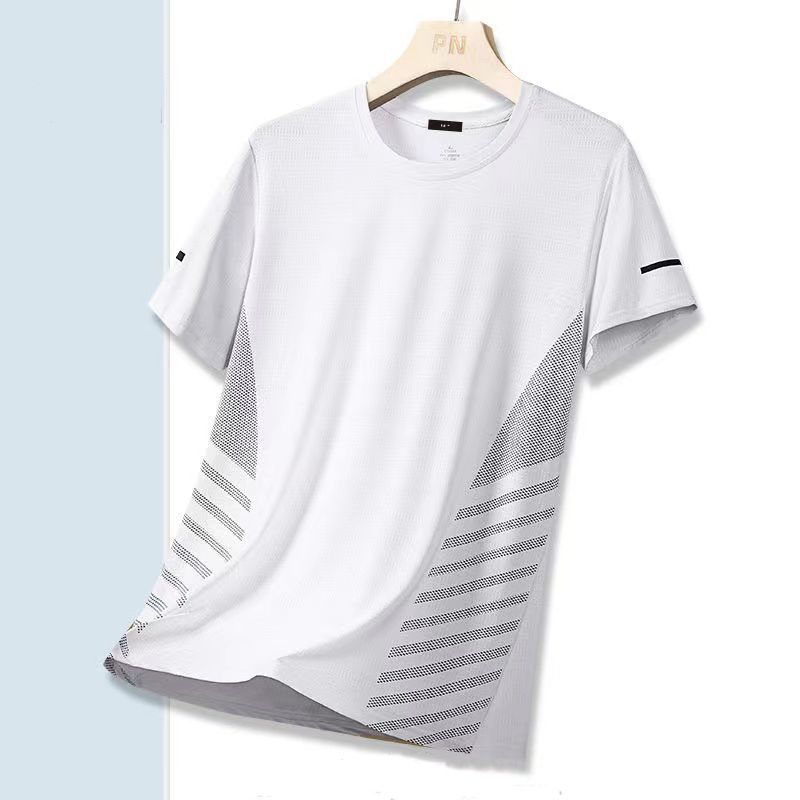 Ice Silk Quick-drying Short-sleeved T-shirt Men's Summer Thin Breathable Round Neck Upper Clothes Loose Cool-feeling Youth Sports Sweatshirt