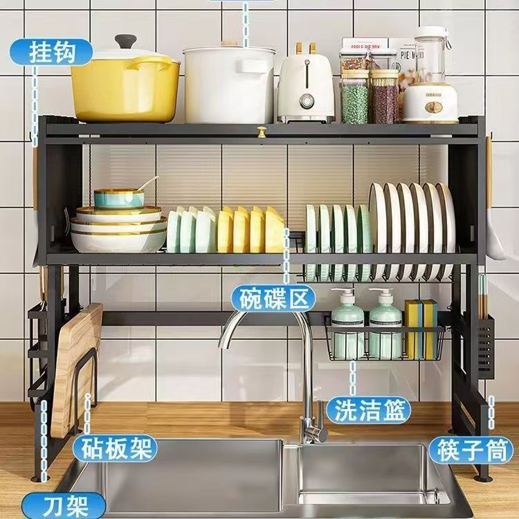 Kitchen Sink Rack Countertop Dust-proof Drying Rack for Dish and Dishes Multifunctional Sink Simple Cupboard Storage Artifact