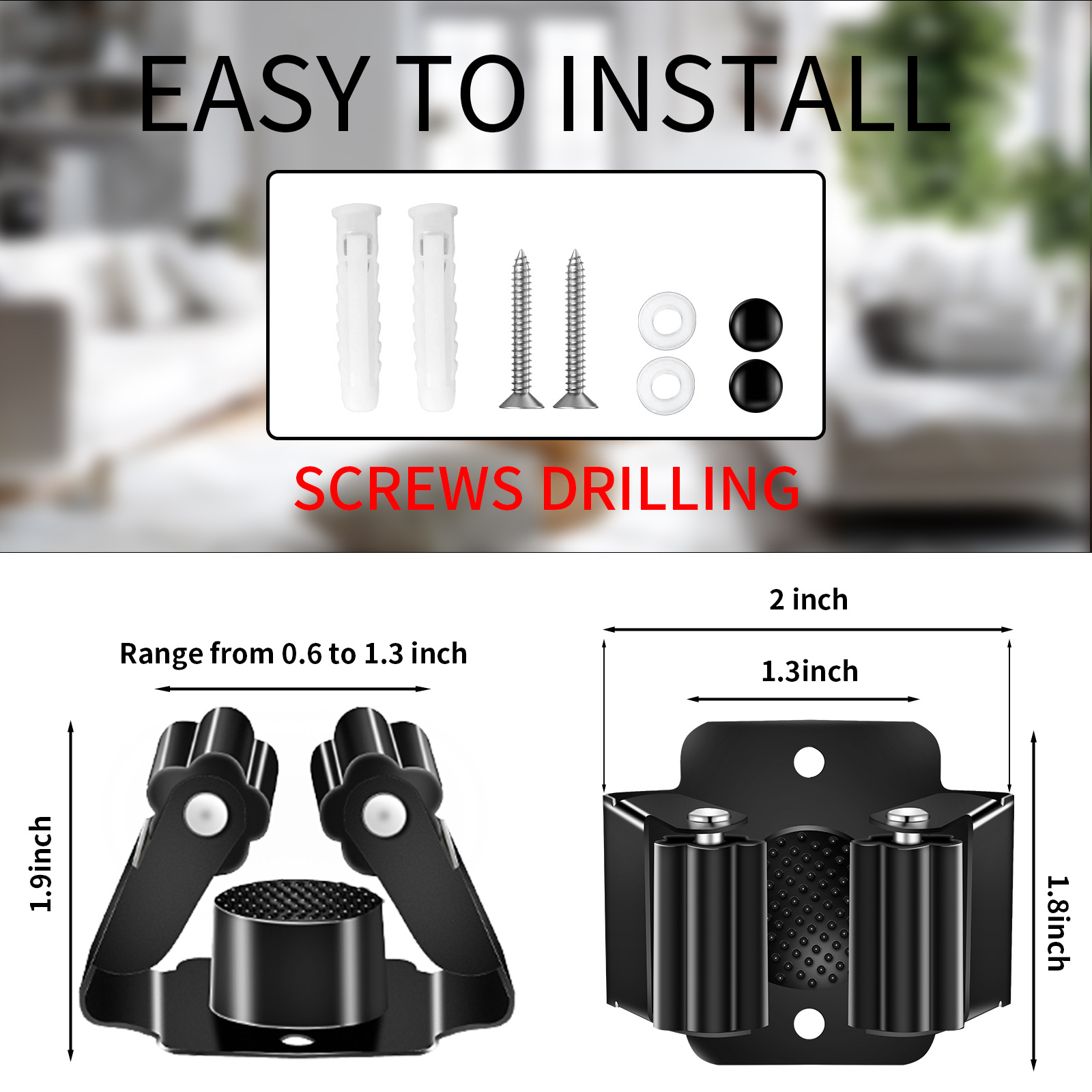 Cross-border mop clip stainless steel non-perforated mop rack mop broom storage tool clip wall-mounted bathroom pendant