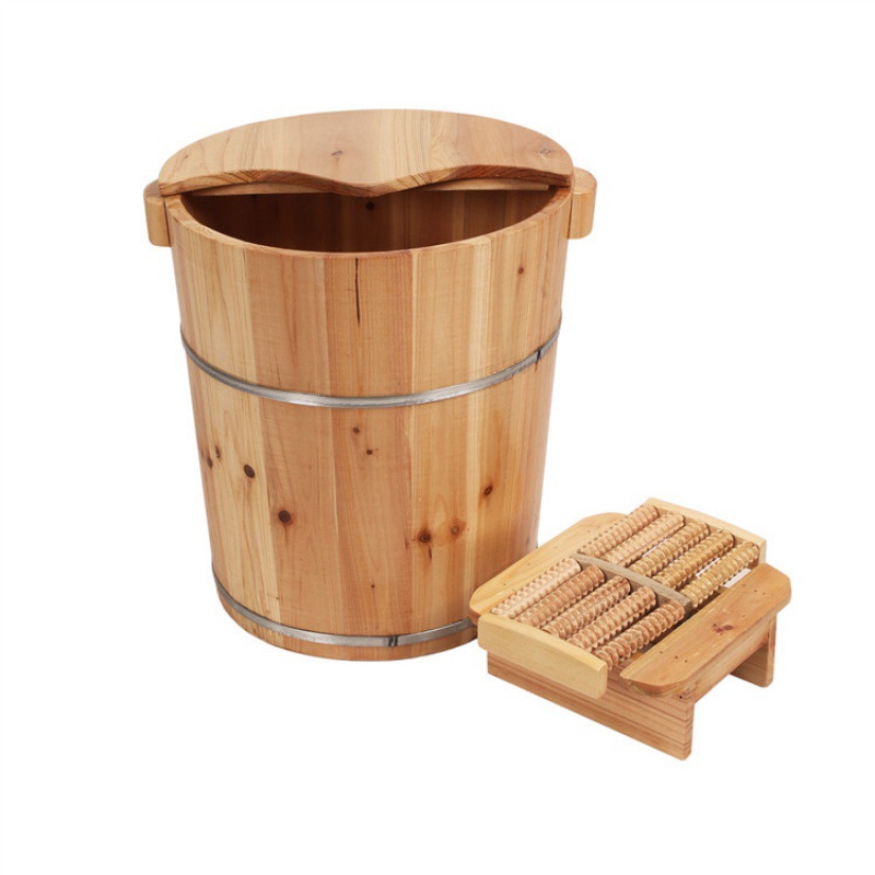 Warm Foot Bath Bucket, Traditional Xizang Foot Bath Bucket, Foot Bath Bucket, Solid Wood Foot Bath Bucket, Small Deep Bucket with Lid Wooden Bucket