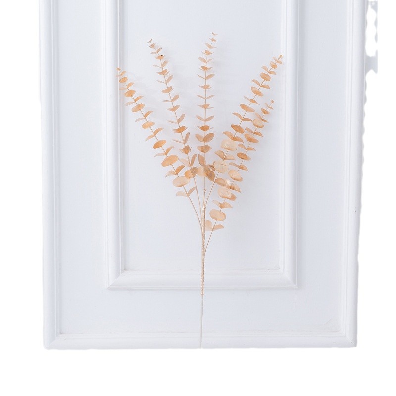 Golden artificial flower Golden eucalyptus leaf ginkgo leaf love leaf phoenix tail wedding decoration New Year's eve blessing bucket flower arrangement