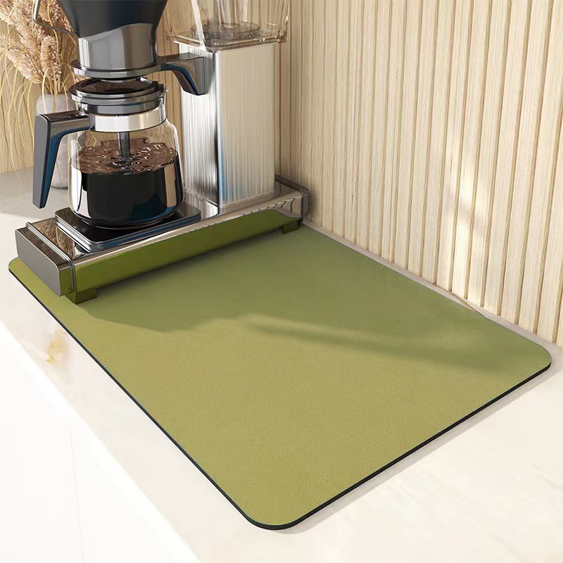 A Simple Tableware Drain Mat Kitchen Countertop Water-Absorbent Quick-Drying Coaster Durable Easy-Care Insulated Diatom Mud Placemat