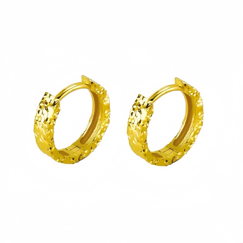 18K Crushed Ice Ear Cuffs, Rose Gold Wax Electroplated Style, 750 Colored Gold Brass Earrings, Niche Earrings Factory