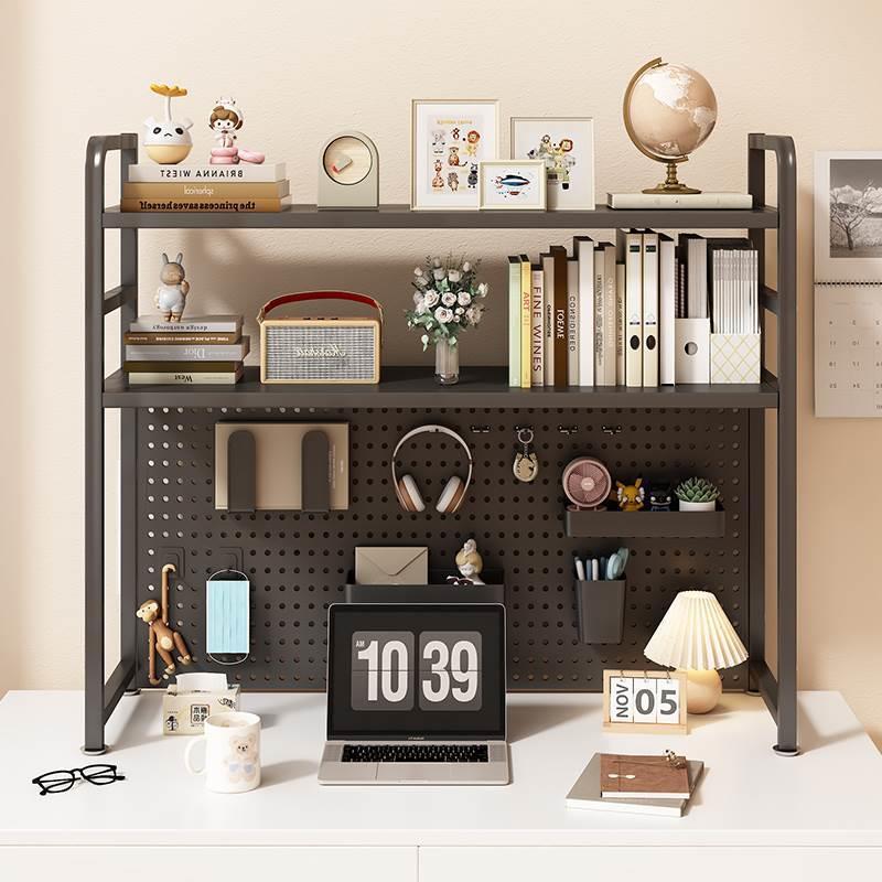 Desktop Storage Rack with Grids, Bookshelf, Desk Storage, Multi-Layer Iron Shelf, Student Computer Desk, Hole Board