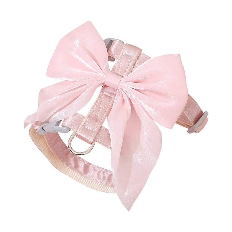 Cat Traction Rope Adjustable Anti-Breakaway Cat Walking Rope Cat Chain Bright Silk Bow Cat I-Shaped Traction Rope Wholesale