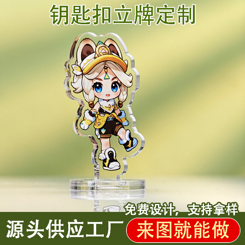 Acrylic Keychain Animation Sandwich Cartoon School Bag Pendant Custom-Made Two-Dimensional Backpack DIY Keychain Stand