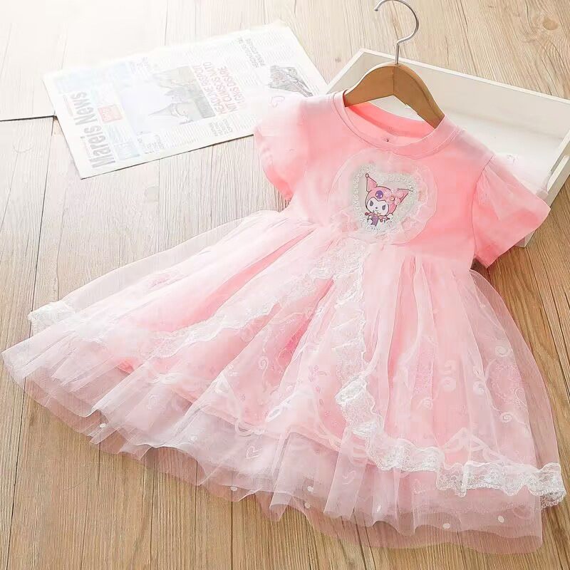 2025 Summer dress Girl Baby Cotton Short-sleeved Puffy Veil Skirt Aisha Dress Stylished Girl Princess Aisha Dress