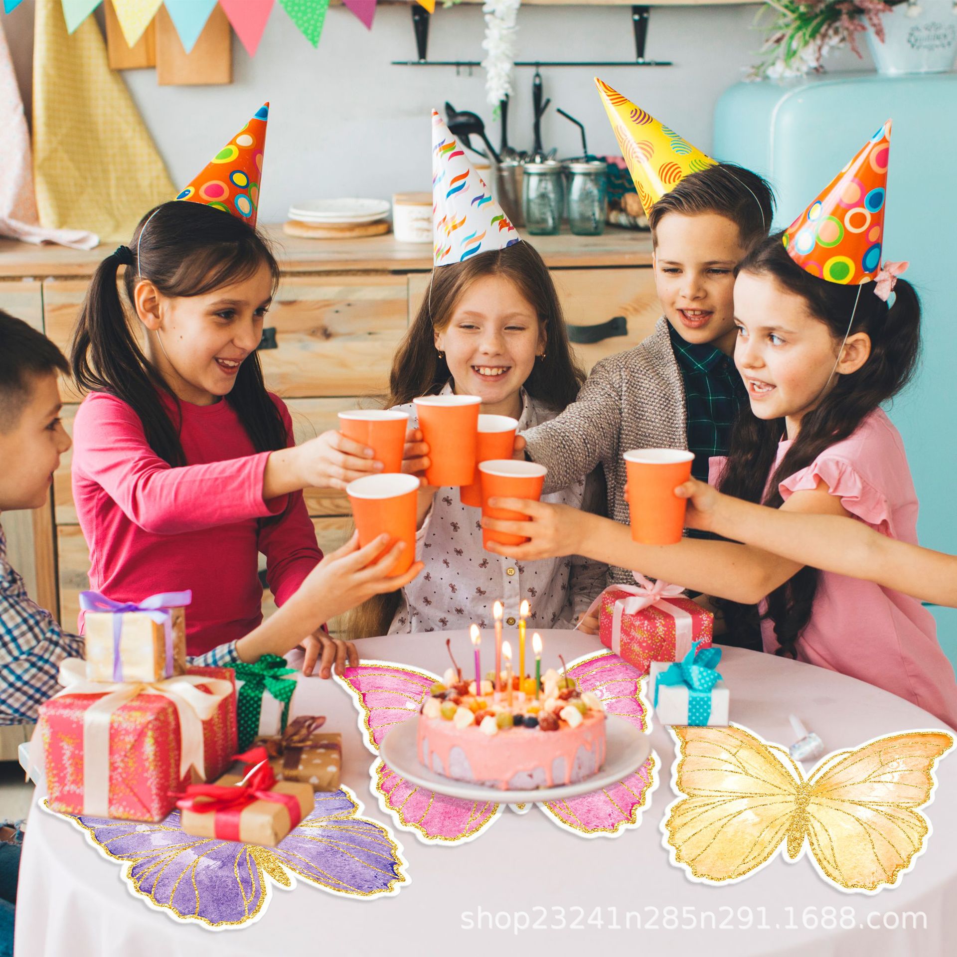 CA014 Disposable Butterfly Color Butterfly Atmosphere Layout Disposable Placemat Paper Placemat Holiday Party