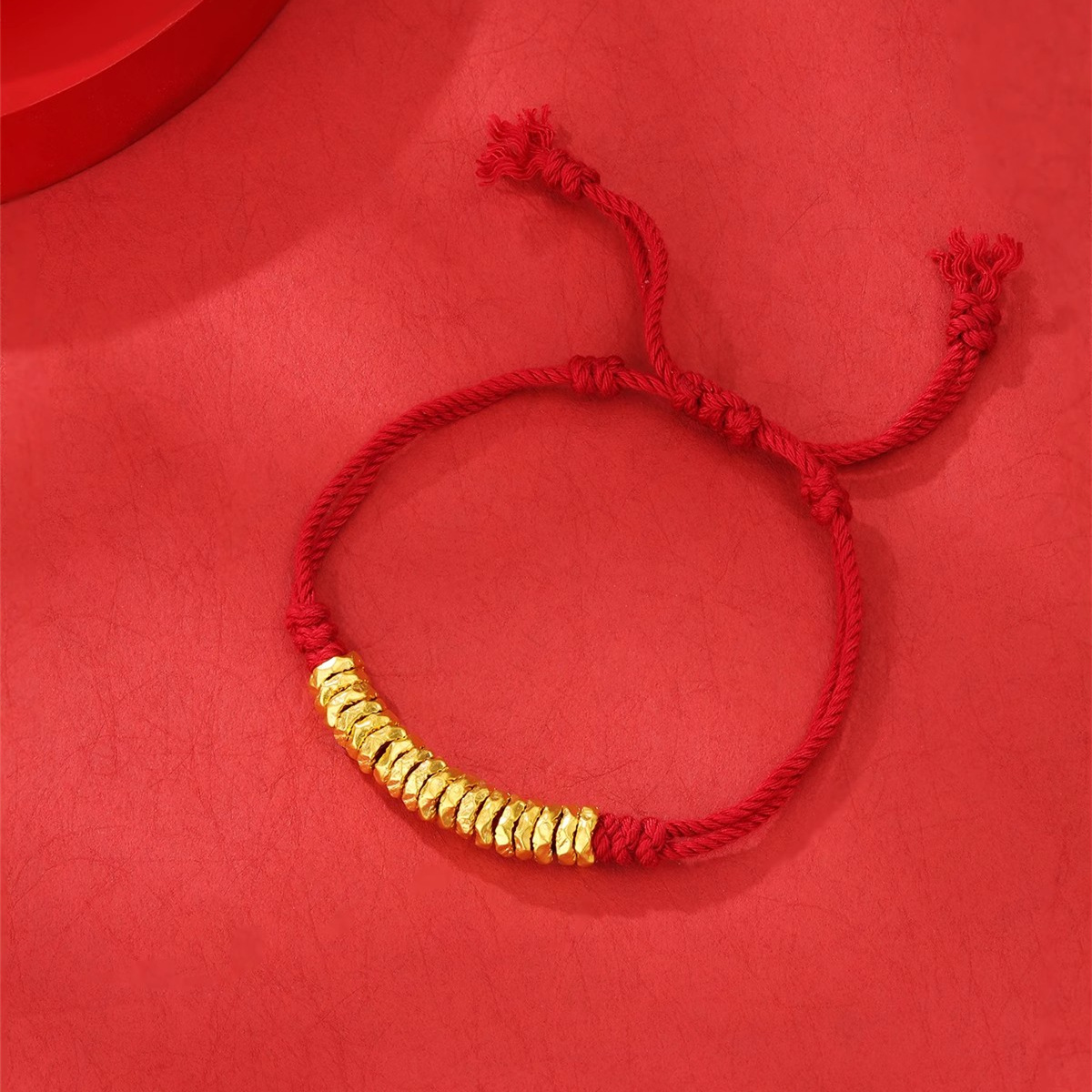 999 чистое золото сломанные золотые закрученные браслет женский год зодиака красная веревка деньги чистое золото 3D твердые золотые бусины
