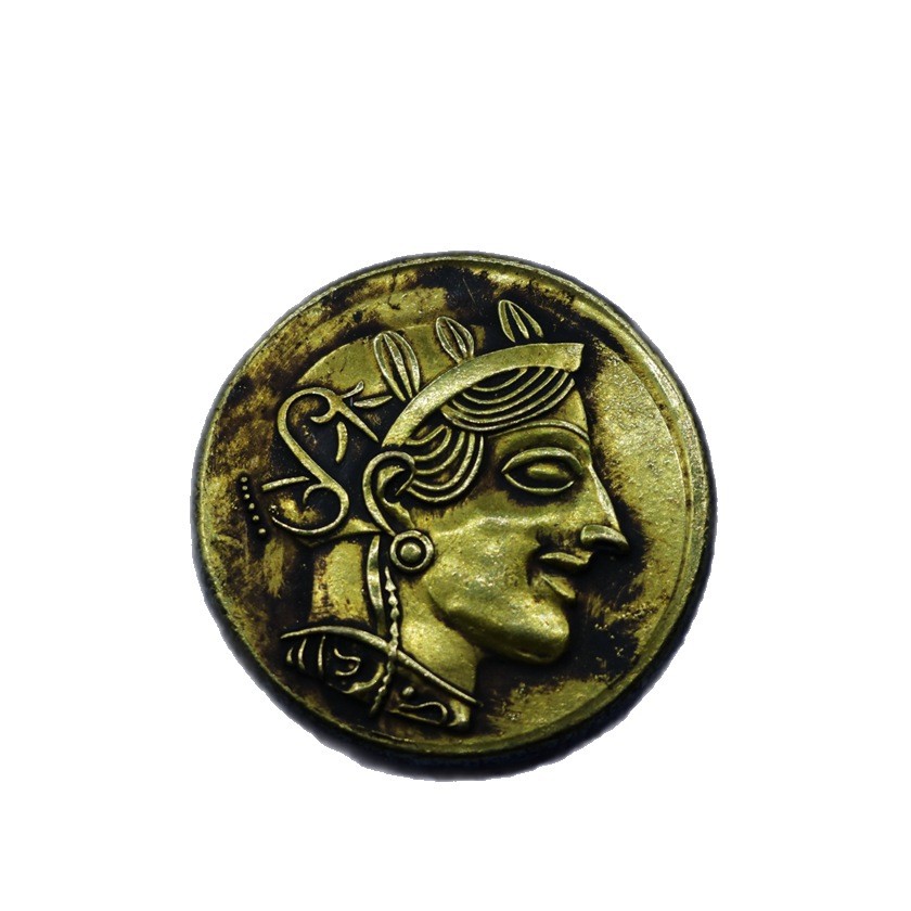 Retro Greek Goddess Athena Ancient Coin Double-Sided Relief Portrait Cuban Imitation Gold Coin Gold-Plated