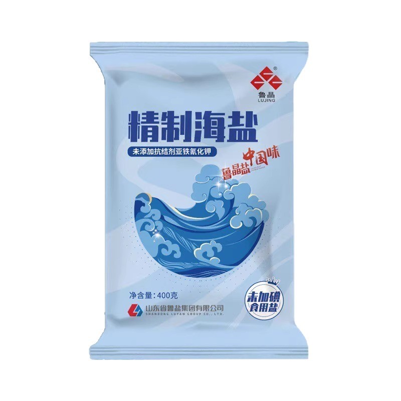 State-Owned Enterprise Produces Lu Jing Refined Sea Salt 400g Whole Box Wholesale Non-Iodized Table Salt Seasoning 0 Added Anti-Caking Agent
