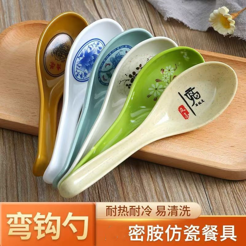 ложка для супа из меламина, крючок для ложки, ложка кунг-фу, ложка с длинной ручкой, ложка для лапши, имитация керамической ложки, полосатая ложка для супа, столовая посуда для ресторана
