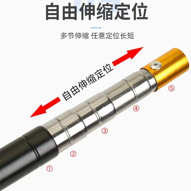 Large stainless steel telescopic net pole portable awning opener rubber grip mini fishing telescopic pole