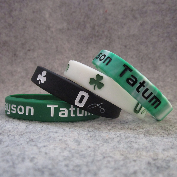 Basketball Star Green Army Celtics No. 0 Tatum Signature Luminous Sports Bracelet Silicone Wristband