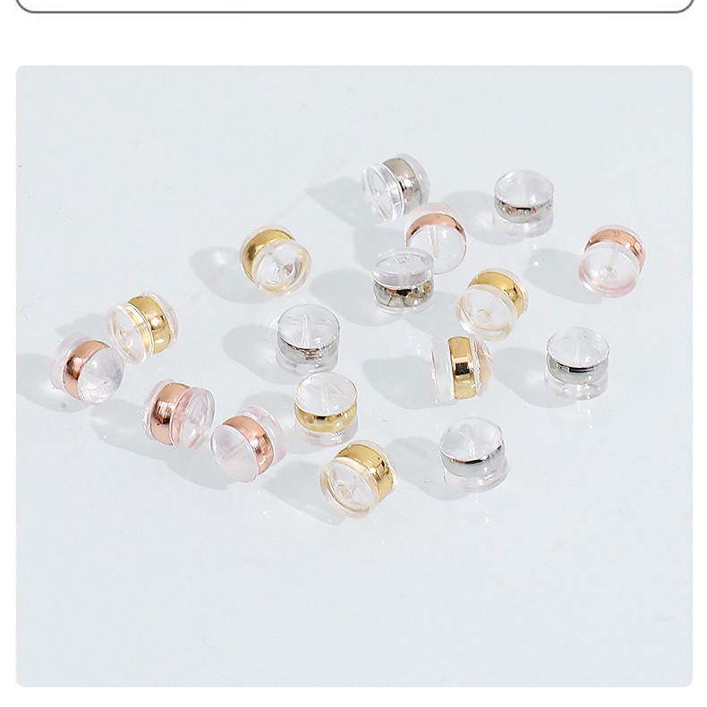 DIY Silicone Earplug Earring Accessories 18K Gold Anti-Drop Back Stopper Semi-Finished Hamburger Stud Earring Stopper Trendy Earrings