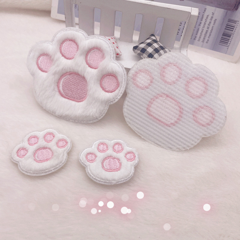 Cartoon Plush Paw Bangs Sticker Women's Broken Hair Sticker All-match Cute Embroidered Bangs Sticker Fixed Broken Hair Artifact
